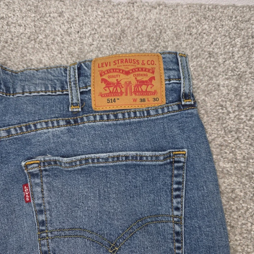 Levis 514 Straight‎ Fit Jeans Mens 38x30 Medium Wash Blue Denim Pants